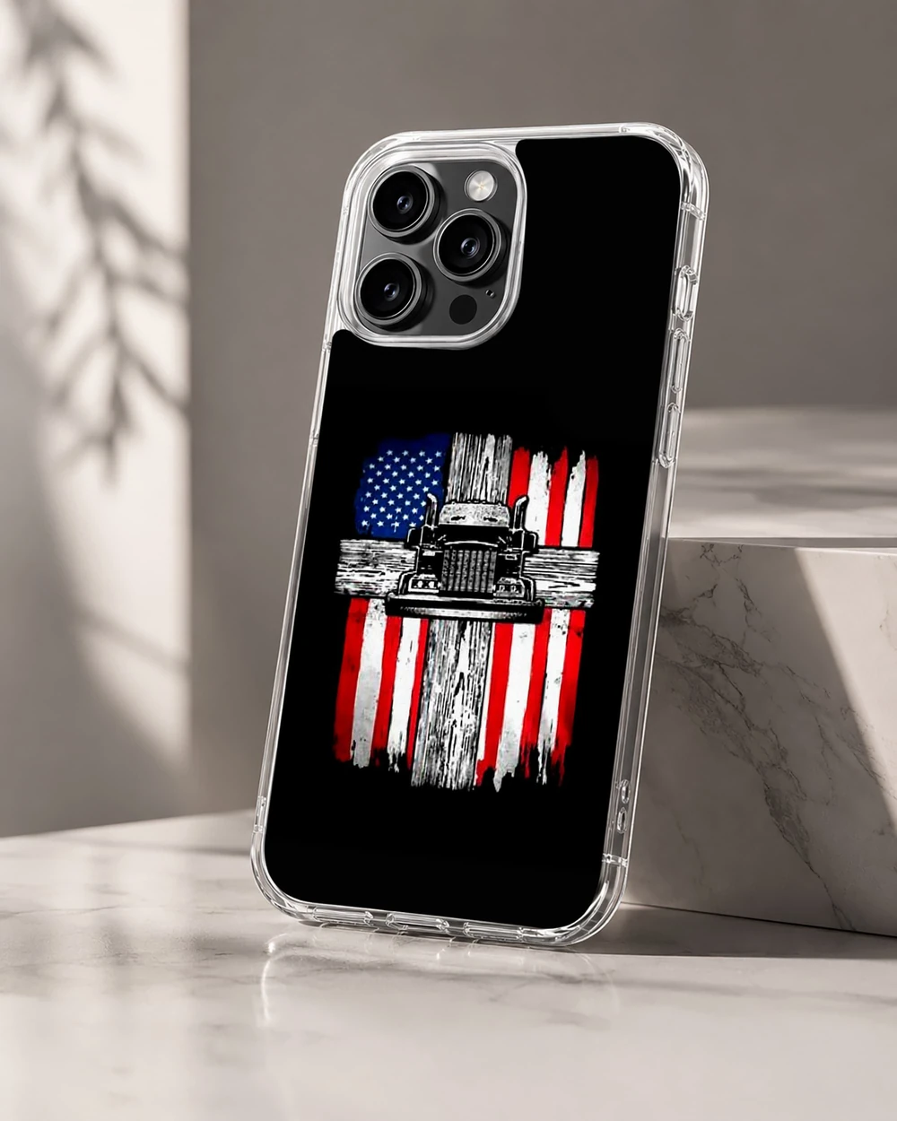 American Truck phone cover with American flag design